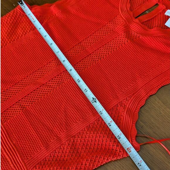 House Of Harlow Orange Red High Neck Crochet Sleeveless Maxi Midi Dress, size L - Picture 6 of 11